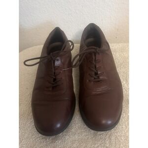 Easy Spirit With Lycra Fabric Ladies Lace Up Shoes Size 9 M Brown Leather Upper